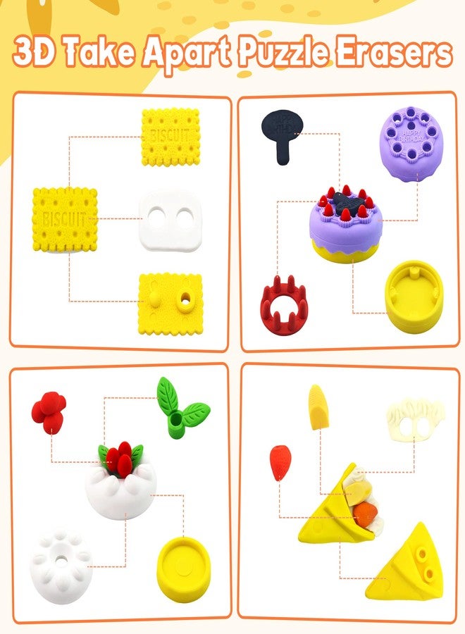 Inn Diary 30 pcs Baking Shop Erasers for Kids Desk Pets,3D Take Apart Pencil Erasers Food Puzzle Eraser Classroom Prizes for Kids Class Treasure Box,Game Rewards,Party Favors,Dollhouse - Image 3